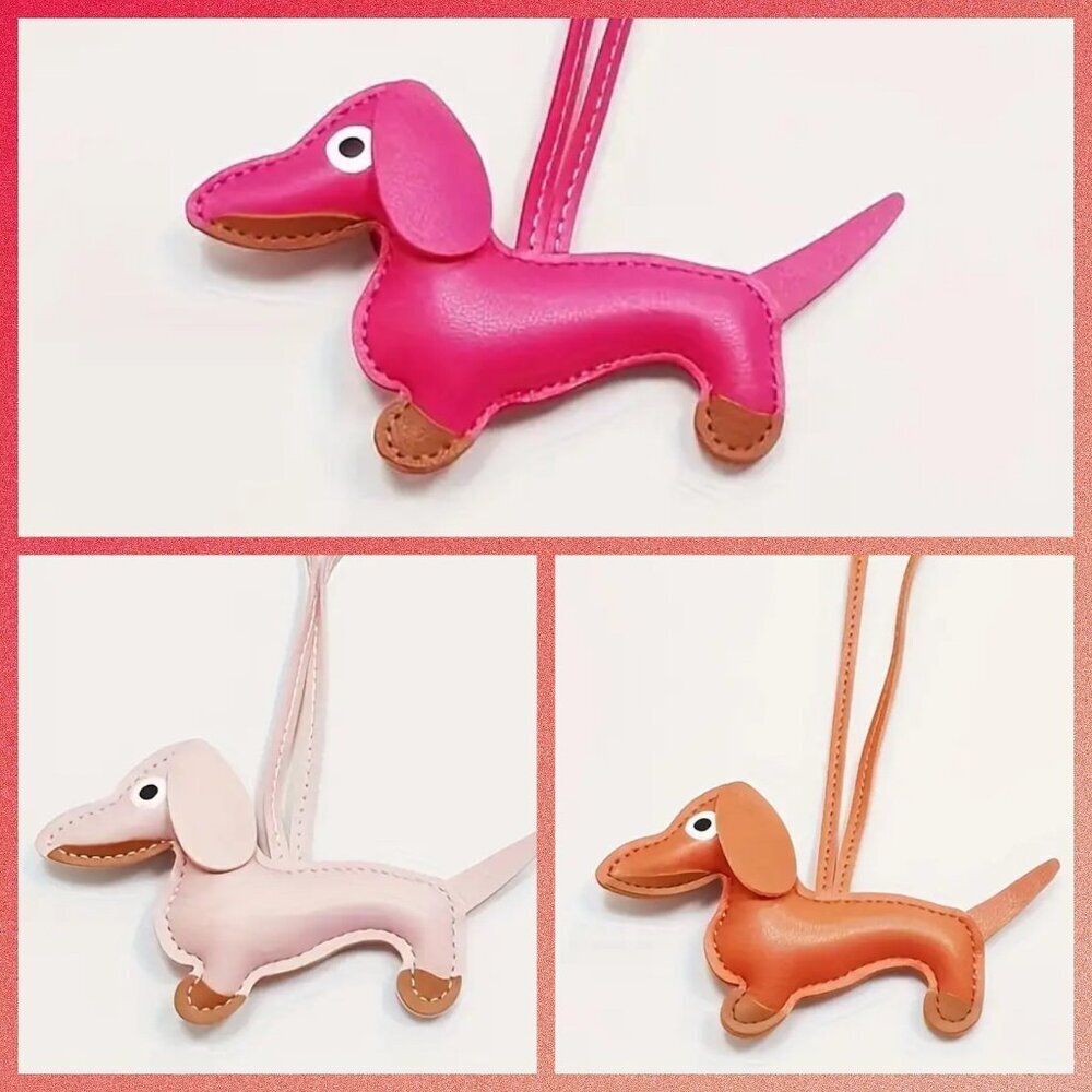 Puffy Large Dachshund Dog Purse and Bag Accessory or Keychain Hot Pink